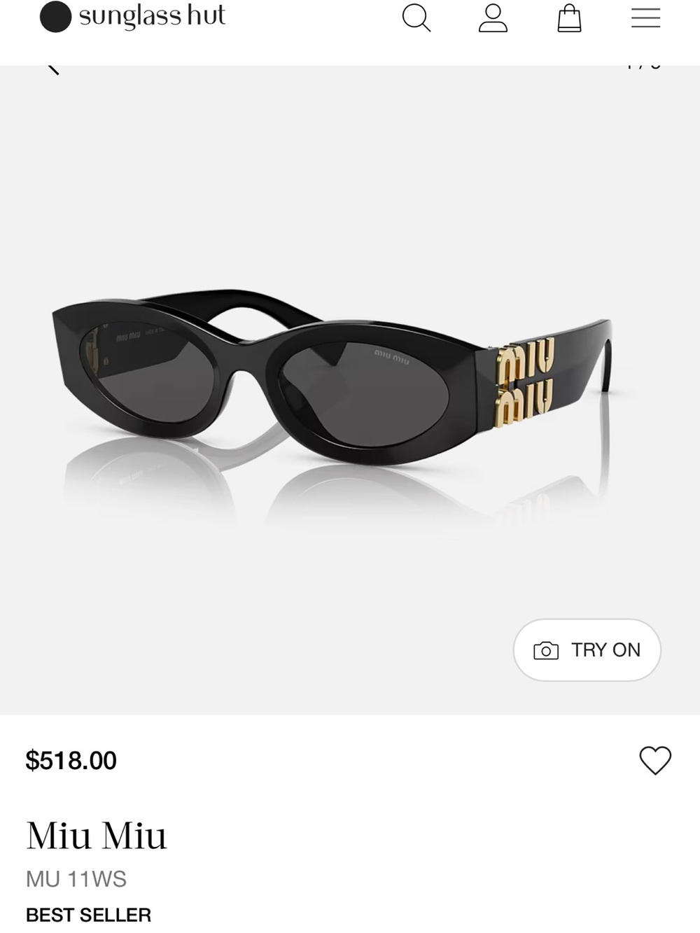 Miu Miu Black Sunglasses with Gold Logo Accent